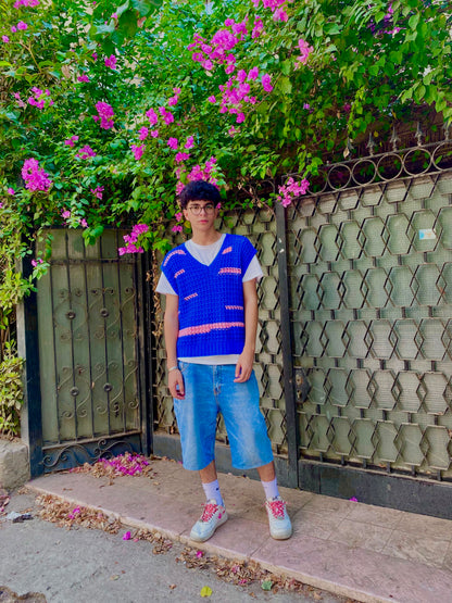 Postcard Blue & Pink Vest