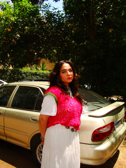 Loud Pink & Green Lace Vest