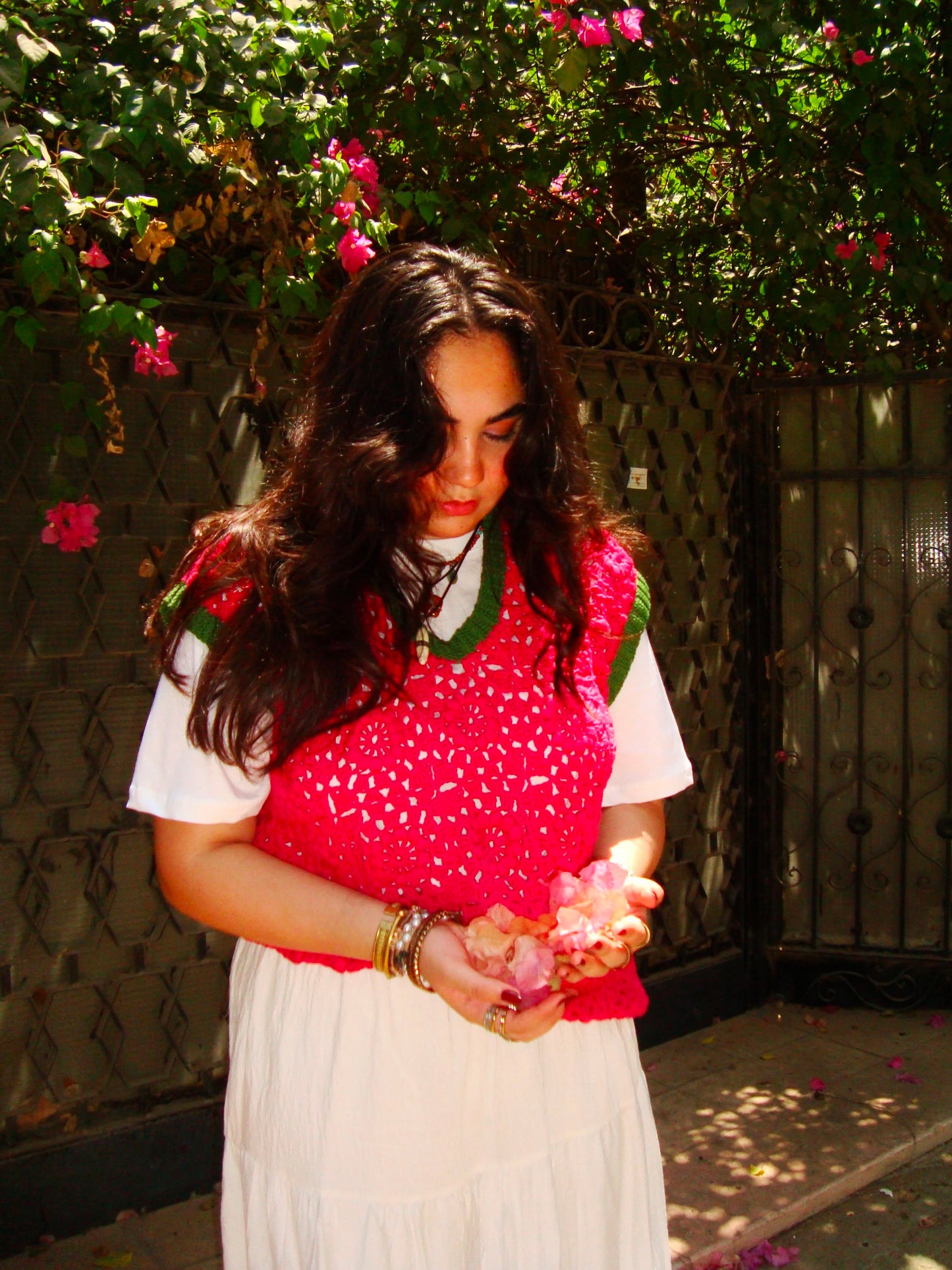 Loud Pink & Green Lace Vest