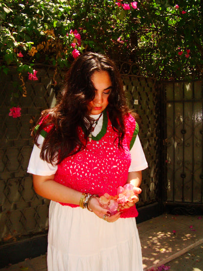 Loud Pink & Green Lace Vest