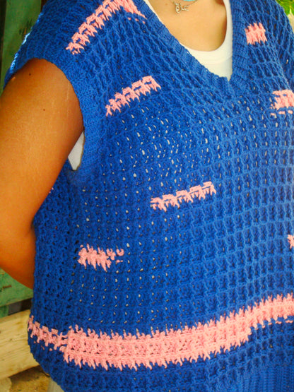 Postcard Blue & Pink Vest