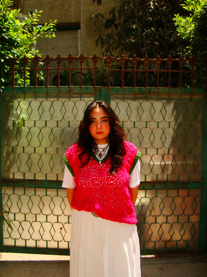 Loud Pink & Green Lace Vest